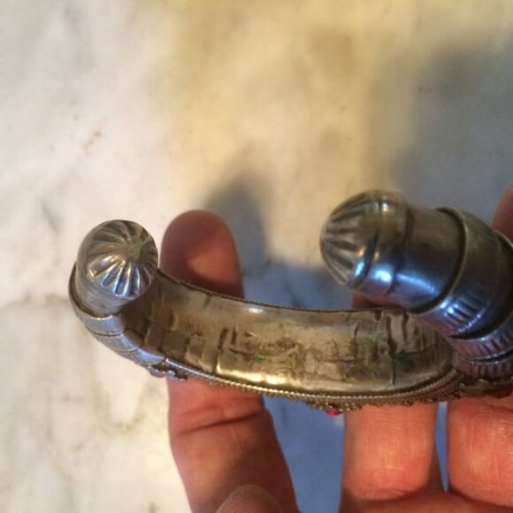 Antique tribal Etruscan Bedouin afghan Moroccan belly dance sterling bracelet - Picture 6 of 8